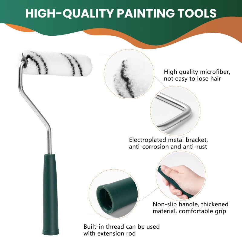CoatPro Twools 60 Pack 4 Inch Microfiber Paint Roller Covers with 2pcs Anti Rust Metal Roller Frames, Professional Grade Painting Tools for Walls, Ceilings, Furniture - Image 4