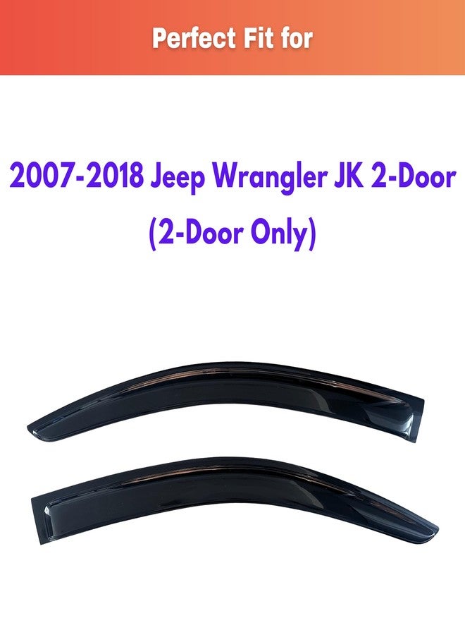 KPY Window Visors Compatible with Jeep Wrangler JK 2-Door 2007-2018, 2PC Rain Guard Side Vent Deflectors Tape-On Style, 2007 2008 2009 2010 2011 2012 2013 2014 2015 2016 2017 2018 - Image 2