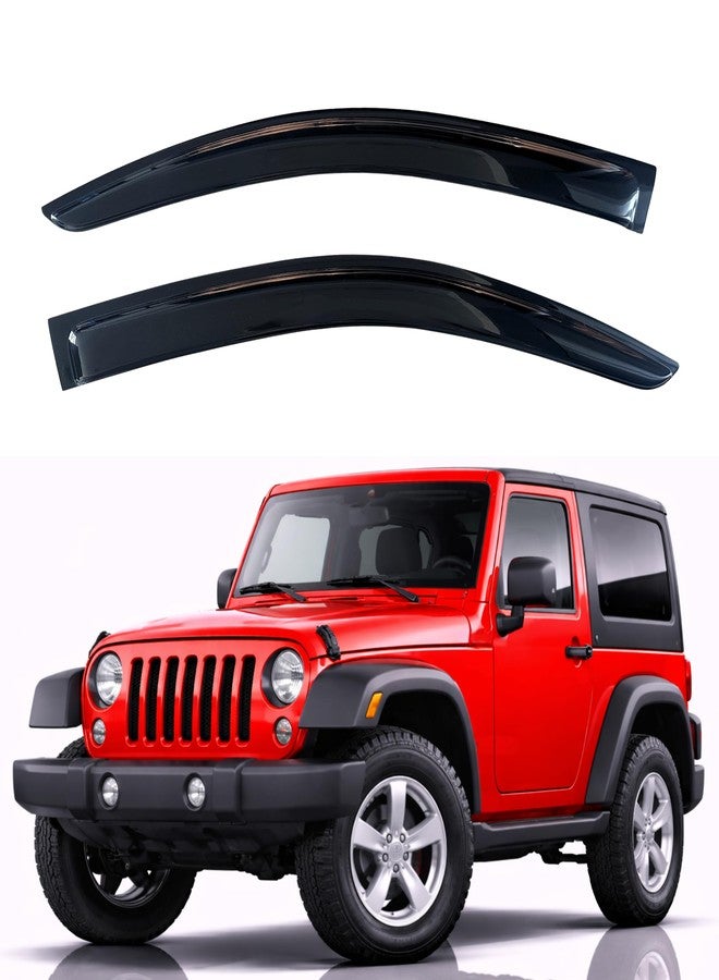 KPY Window Visors Compatible with Jeep Wrangler JK 2-Door 2007-2018, 2PC Rain Guard Side Vent Deflectors Tape-On Style, 2007 2008 2009 2010 2011 2012 2013 2014 2015 2016 2017 2018 - Image 1