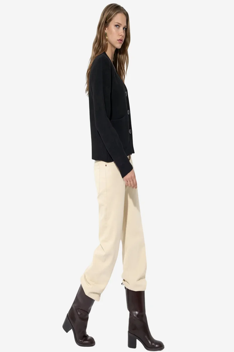 Viorna VIORNA Women's Ribbed V-neck Button Cardigan