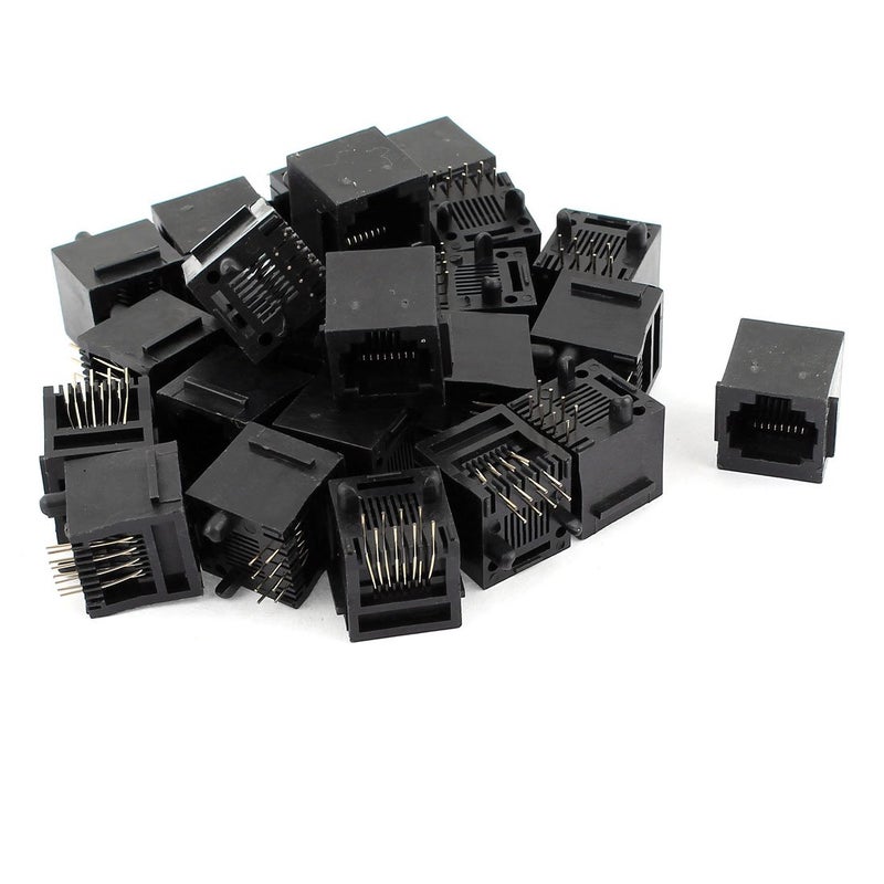 uxcell 25pcs Black RJ45 8P8C Network Modular Connector LAN Ethernet for PCB