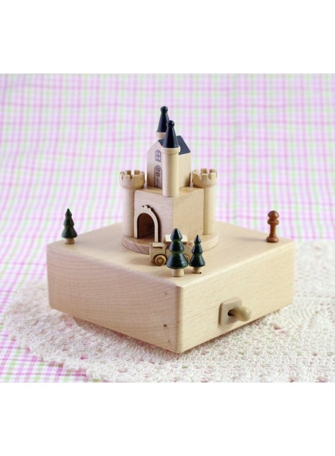 JustNile (European Castle) - Delightful Quality Wooden Musical Box Featuring European Castle with Small, Moving Magnetic Car Plays Castle In The Sky Song Valentine's Day For Her - Image 4