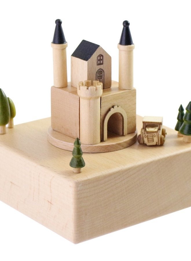 JustNile (European Castle) - Delightful Quality Wooden Musical Box Featuring European Castle with Small, Moving Magnetic Car Plays Castle In The Sky Song Valentine's Day For Her - Image 2