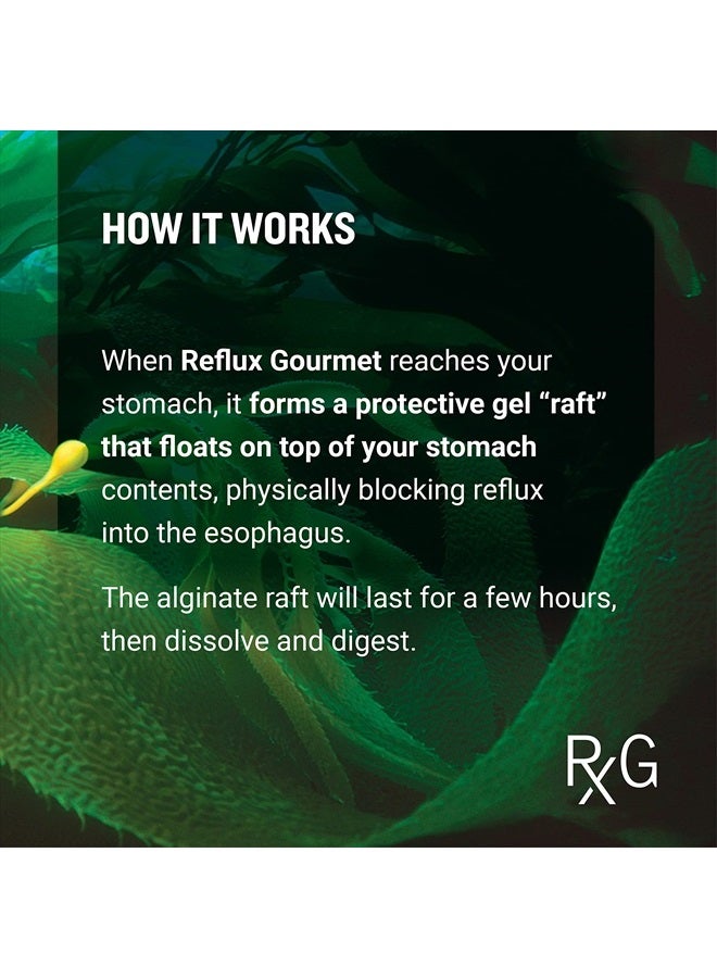 REFLUX GOURMET Natural Heartburn Acid Reflux Relief Support Supplement for GERD, LPR, Indigestion, Aid for Intermittent Fasting, Alginate Therapy, Single Serve 25 Pack, Mint Chocolate/Vanilla Caramel  - Image 5