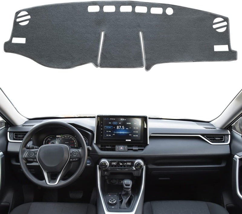REMOCH لتويوتا RAV4 إكسسوارات 2019-2025 غطاء لوحة القيادة حصيرة غطاء لوحة القيادة مخصص غطاء الكونسول الوسطي واقي الشمس وسادة RAV4 (رمادي) - Image 1