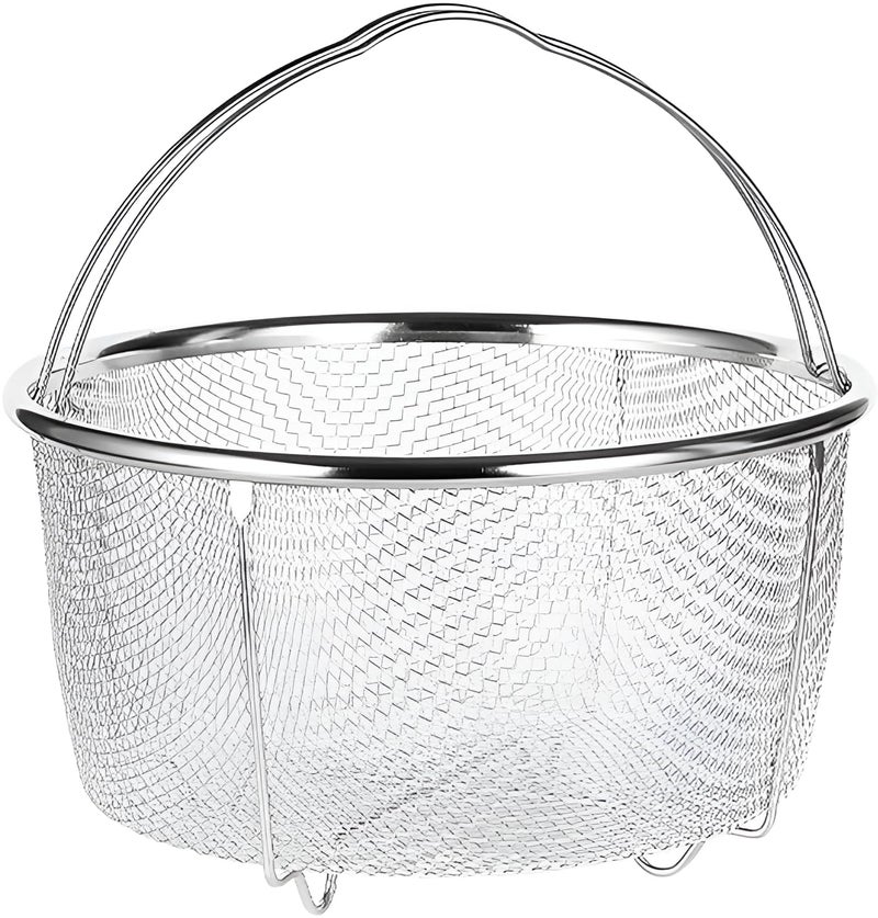 SHREESAMP SHREESAMP Round Stainless Steel Steamer Basket Expandable Handle for Steaming Vegetables Seafood and Eggs in Instant Pot Ideal Kitchen Accessory for Versatile Cooking  - Image 1