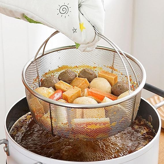 SHREESAMP SHREESAMP Round Stainless Steel Steamer Basket Expandable Handle for Steaming Vegetables Seafood and Eggs in Instant Pot Ideal Kitchen Accessory for Versatile Cooking  - Image 5