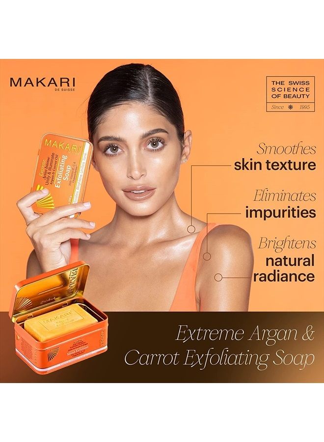 Makari صابون مقشر مكاري إكستريم أكتيف إنتنس بزيت الأركان وزيت الجزر (7 أونصات) | صابون بار متقدم لتفتيح البشرة | مع مستخلص بذور المشمش والفيتامينات C و E | يساعد على كشف إشراقة البشرة الطبيعية - Image 2