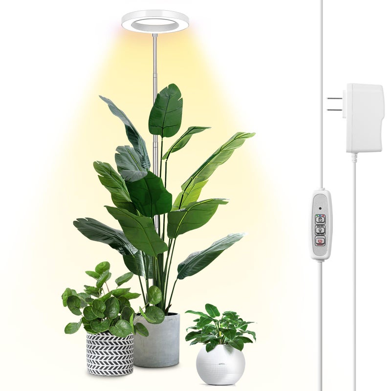 LBW Plant Grow Light, 72 LEDs Full Spectrum Grow Lights for Indoor Plants,Large Grow Lamp with 4/8/12H Auto Timer & 4 Dimmable Brightness, Height Adjustable, Ideal for Tall Plants,White - Image 1