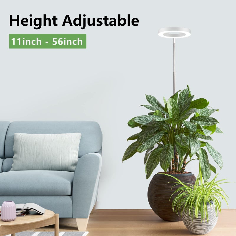 LBW Plant Grow Light, 72 LEDs Full Spectrum Grow Lights for Indoor Plants,Large Grow Lamp with 4/8/12H Auto Timer & 4 Dimmable Brightness, Height Adjustable, Ideal for Tall Plants,White - Image 2