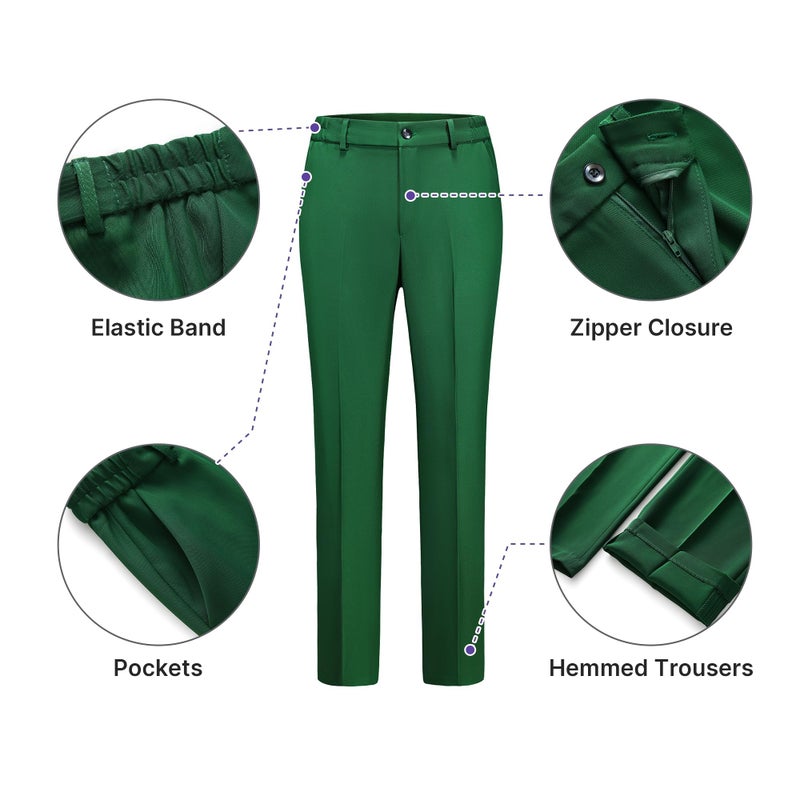 TRONSTORE Women's Business Solid Suit 2 Piece Slim Fit Classic Blazer Pants Set for Women Formal Office Dark Green M - Image 3