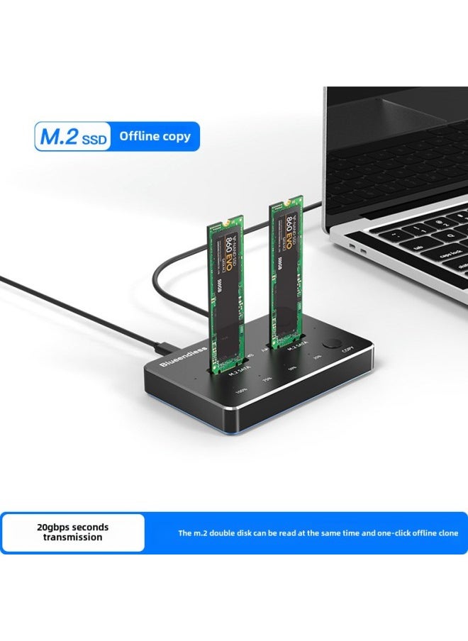 ماركة غير محددة قاعدة قرص صلب M.2 SATA/NVMe، قرص مزدوج، ناسخة غير متصلة بالإنترنت، صندوق قرص الحالة الصلبة SSD بسرعة 20 جيجابت في الثانية - لون: [نسخ قرصين SATA] معيار وطني/معيار أمريكي  - Image 2