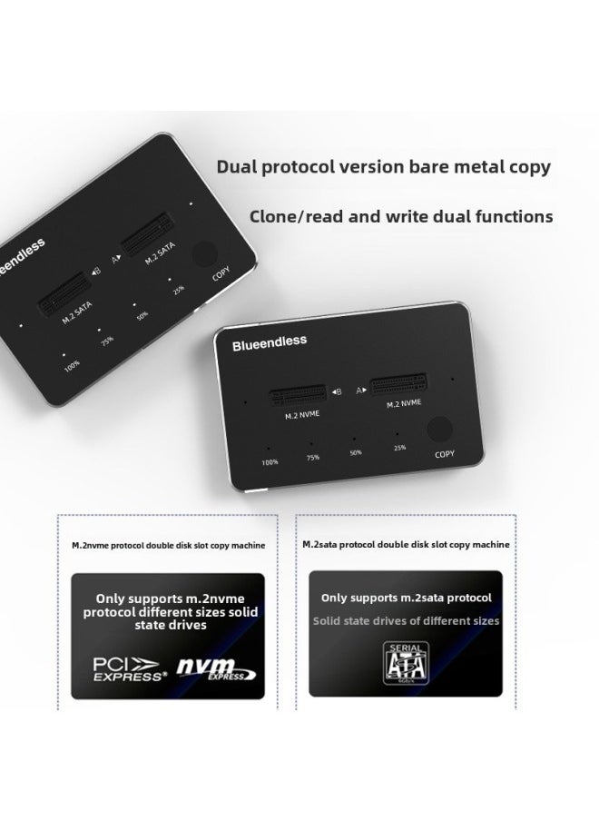 ماركة غير محددة قاعدة قرص صلب M.2 SATA/NVMe، قرص مزدوج، ناسخة غير متصلة بالإنترنت، صندوق قرص الحالة الصلبة SSD بسرعة 20 جيجابت في الثانية - لون: [نسخ قرصين SATA] معيار وطني/معيار أمريكي  - Image 5