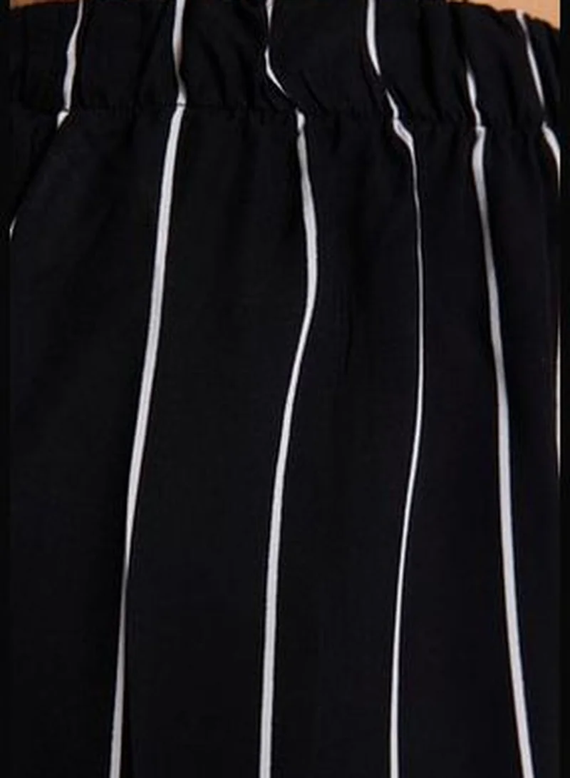 trendyol Black Striped Back Detailed Singlet-Shorts Woven Pajamas Set THMSS23PT00053