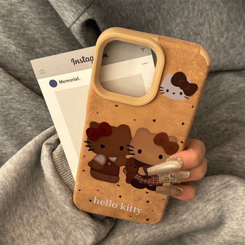 Brown Hello Kitty Suitable for Apple 15Promax Mobile Phone Case Iphone16 Cartoon 14Plus Leather 13/12 - Image 3