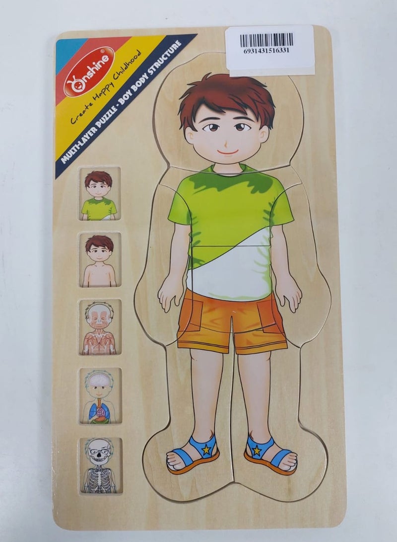 Educational Toy Montessori Photo Composition 36 pieces Multilayer Design Shows The Structure Of The Human Body (Muscles, Bones and Internal Organs)