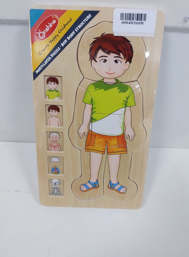 Educational Toy Montessori Photo Composition 36 pieces Multilayer Design Shows The Structure Of The Human Body (Muscles, Bones and Internal Organs)
