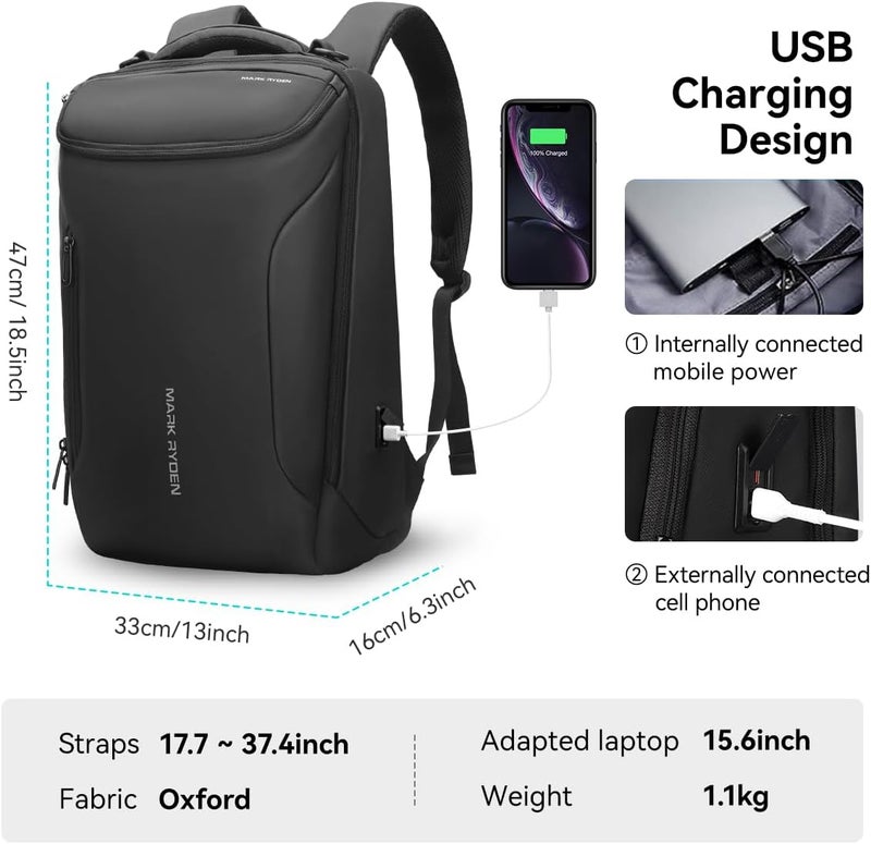 MARK RYDEN mens backpack Large Capacity waterproof laptop backpack business men with USB Charging Port for Official Travel Hiking Pack Fits Under 17.3 Inch Laptop - Image 3
