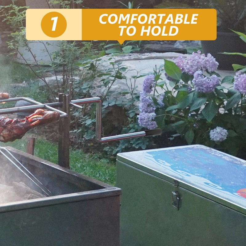 Heat Resistant BBQ Spit Fork Handle with Embedded Copper Nut for Outdoor Grilling - Image 5