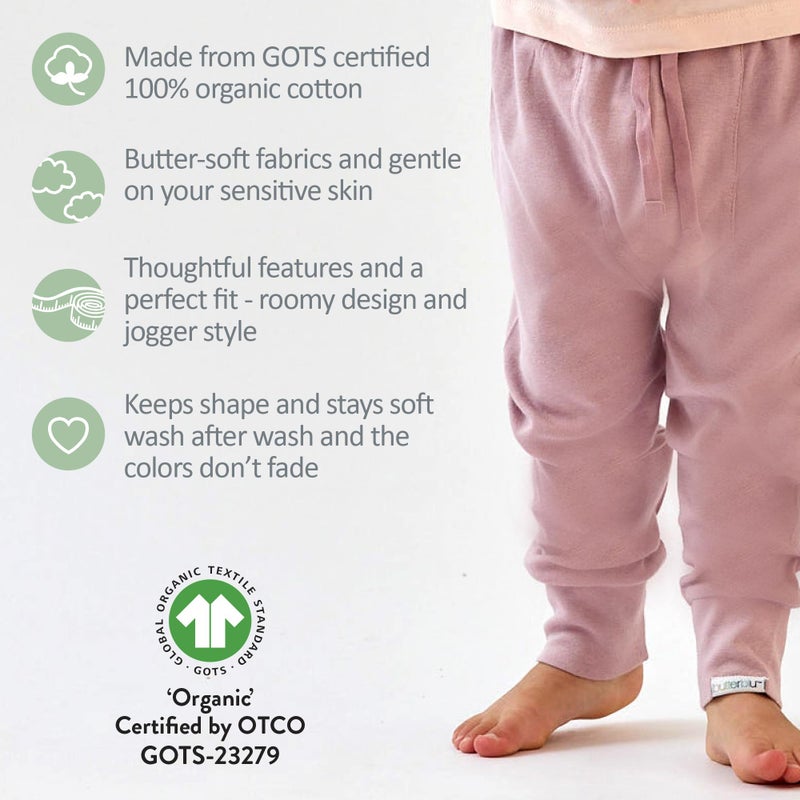 Butterblu Jordan 4-Pack Jogger Pants 100% Organic Cotton Bottoms for Boys & Girls, Seafoam, 6-9 Months - Image 4