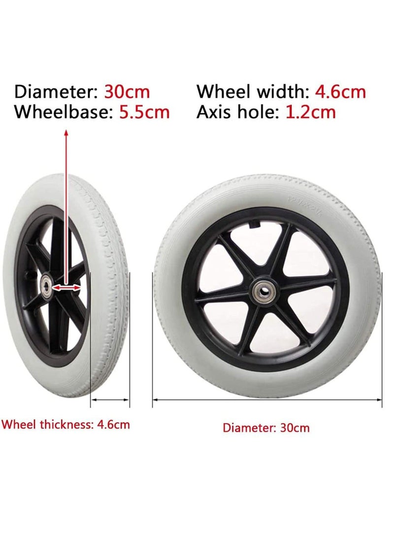 Generic Wheelchair Wheels 12 Inch (30cm) Manual Rear Casters with Bearings Universal Wheelchair Replacement Wheel Accessories  - Image 3