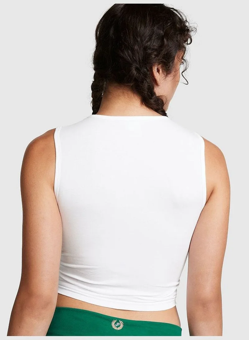 Victoria's Secret Cotton Ruched Crop Tank Top