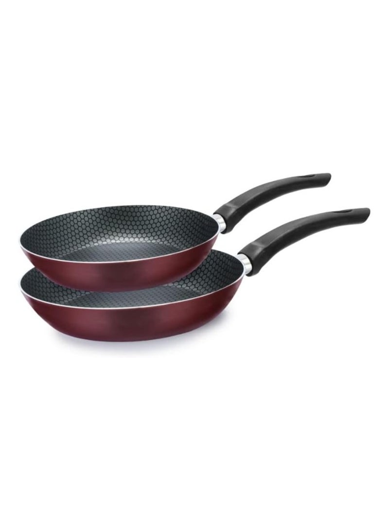 Trueval Teflon frying pan set, 2 pieces (size 16-22), dark red - Image 1