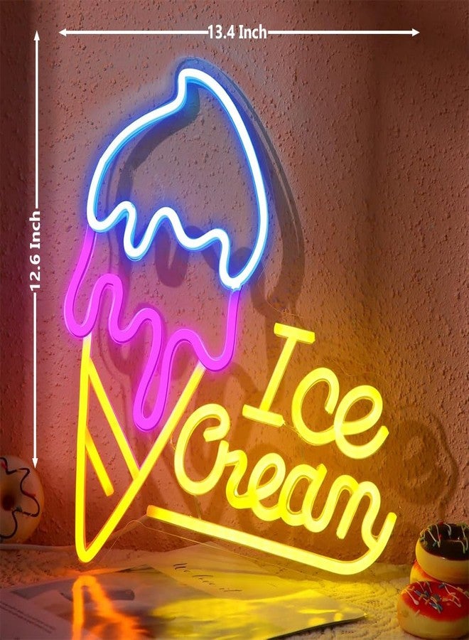 SIFTY COLLECTIONS لوحة إضاءة نيون على شكل آيس كريم من سيفتي كوليكشنز - تصميم متعدد الألوان بتقنية LED مقاس 14.6 × 13 بوصة - ديكور ممتع ونابض بالحياة لمحبي الآيس كريم (آيس كريم 3) - Image 3