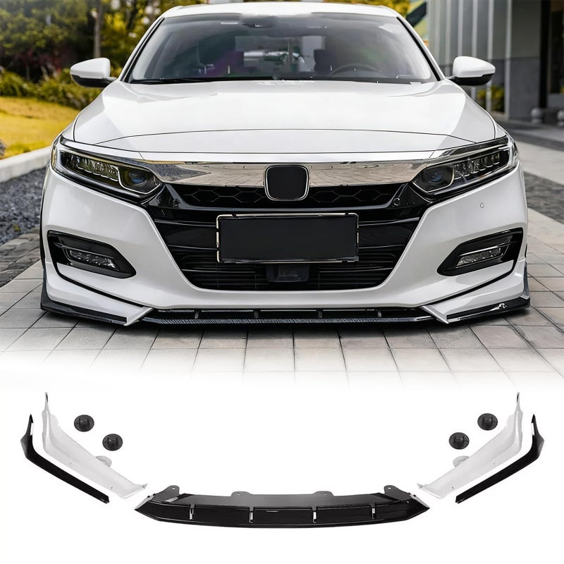 skkyoro Front Bumper Lip for Honda Accord 2018 2019 2020 ACR Style 5Pcs Lower Chin Bumper Spoiler Splitter Protection Body Kit (Pearl White+Black) - Image 1