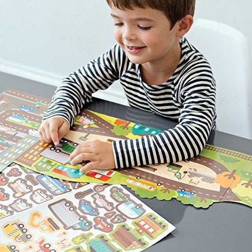 Petit Collage Giant Fold Out Activity Book Roads & Rails, Over 100 Reusable Stickers Ages 3+ - Image 3