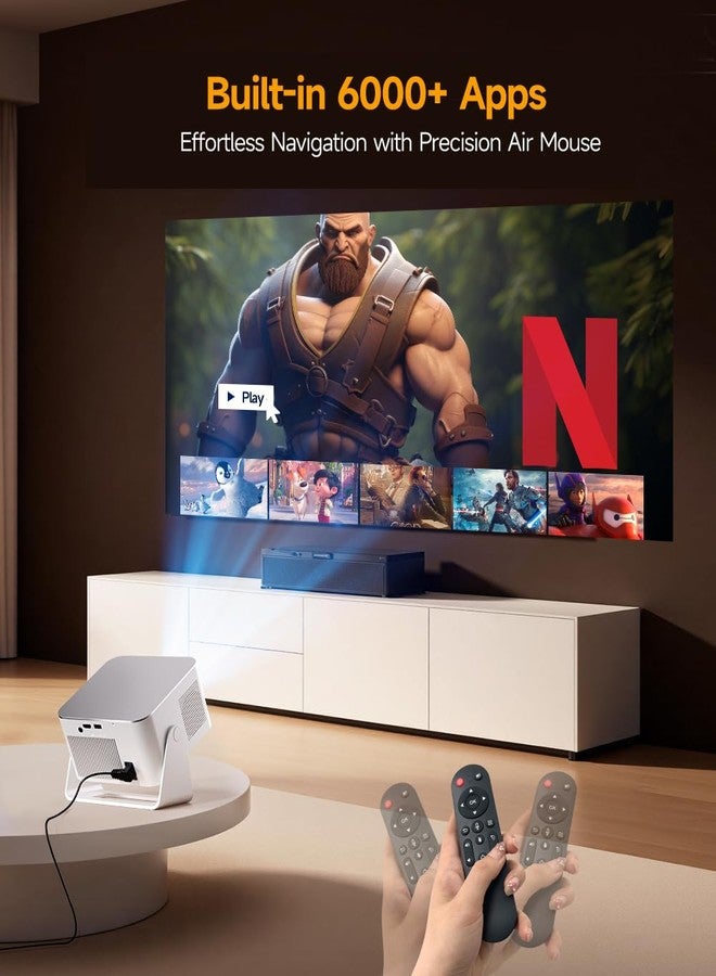 ماجكوبيك جهاز عرض محمول بدقة 1080 بكسل مع فك تشفير 8K، سطوع 550 لومن ANSI، جهاز عرض ذكي للمسرح المنزلي يعمل بنظام Android 14، جهاز عرض أفلام خارجي مع ضبط تلقائي للصورة وتصحيح الانحراف سداسي الأبعاد، يدعم WiFi 6 و Bluetooth 5.4 HY350MAX - Image 4