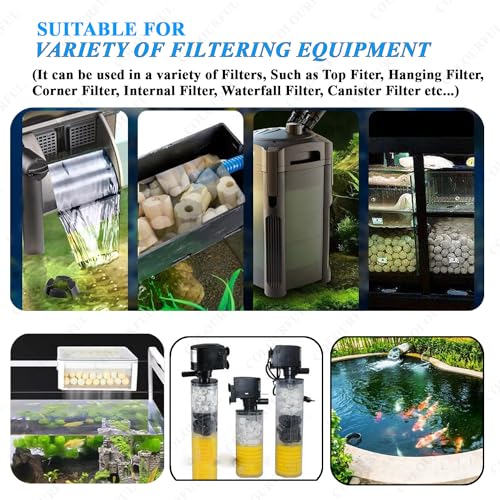 COLOURFUL - Aquarium Filter Media | Improved Water Quality & Healthy Fish Tanks | 10 Piece Bio Ball + 150g Yellow Flower Bacterial Ring + 150g White Ceramic Ring + Free 1 Net Bag (Combo-3) - Image 2
