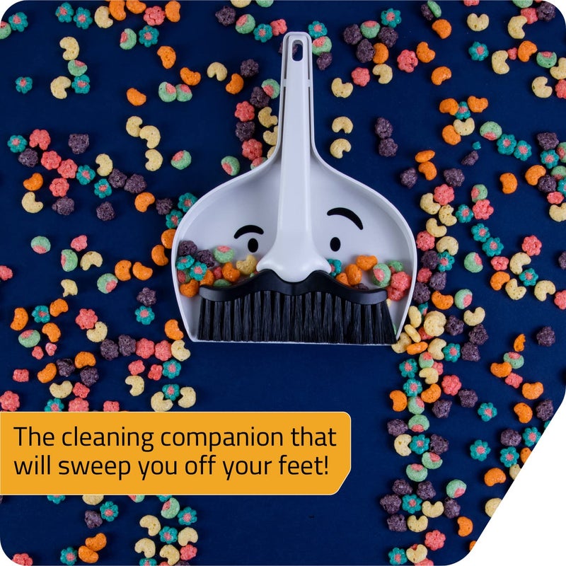 Peleg Design Dustache Small Dustpan and Brush Set, Mini Broom and Dustpan Set, Mustache Design, Small Broom and Dustpan Set, for Home & On-The-Go - Image 3