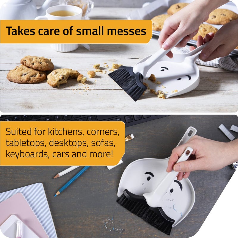 Peleg Design Dustache Small Dustpan and Brush Set, Mini Broom and Dustpan Set, Mustache Design, Small Broom and Dustpan Set, for Home & On-The-Go - Image 2