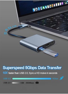 Tersely [3 in 1] USB C Hub,Type C to HDMI Adapter 4K@30Hz, Hub with 100W USB C PD Charging, 4K HDMI & USB 3.0 Port Type C HDMI Hub for iPad 2024,MacBook iPhone 16 Pro/Pro Max,Surface,S24,Pixel 9  - Image 3