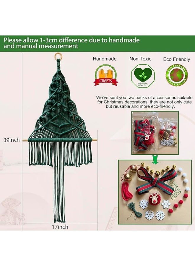 انتيكيانو Macrame Christmas Tree Boho Wall Hanging Decor Woven Tapestry, Large Craft Chic Wall Art Handmade Christmas Gift - Image 2