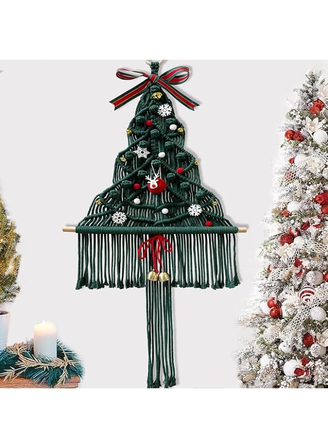 انتيكيانو Macrame Christmas Tree Boho Wall Hanging Decor Woven Tapestry, Large Craft Chic Wall Art Handmade Christmas Gift - Image 3
