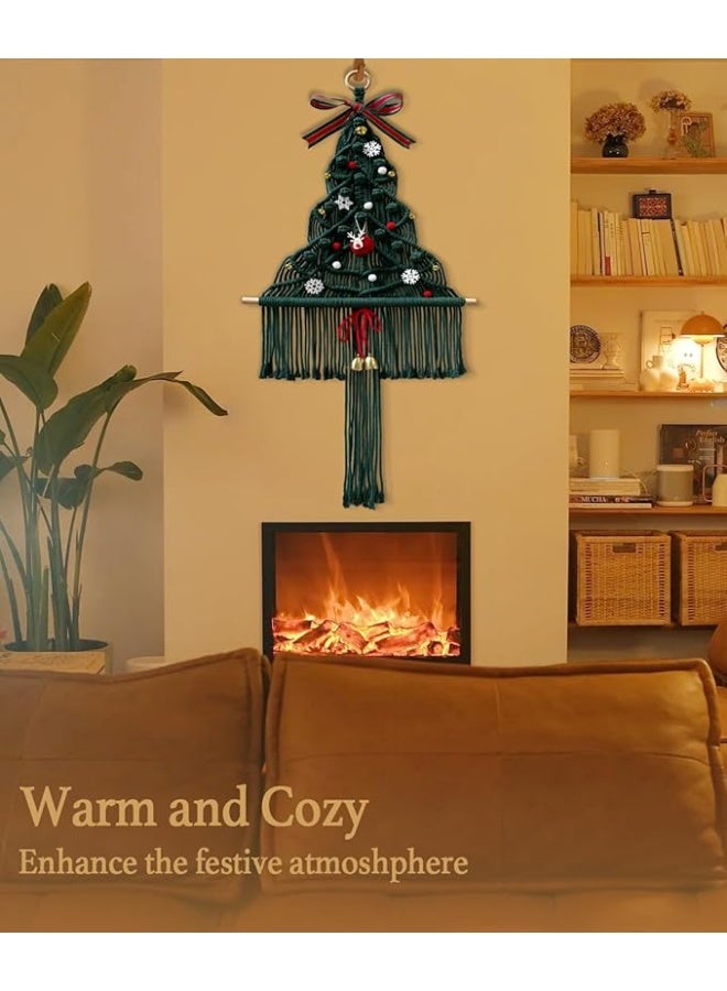 انتيكيانو Macrame Christmas Tree Boho Wall Hanging Decor Woven Tapestry, Large Craft Chic Wall Art Handmade Christmas Gift - Image 1