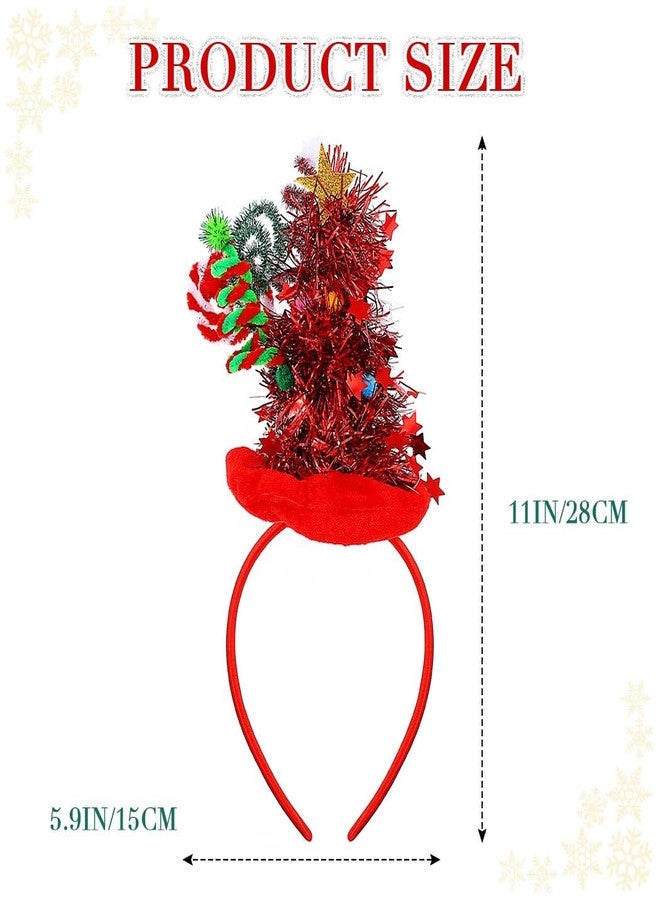 Zoestar Light Up Christmas Tree Hat Headband Xmas Glow Party Hair Accessories for Women (Red) - Image 5
