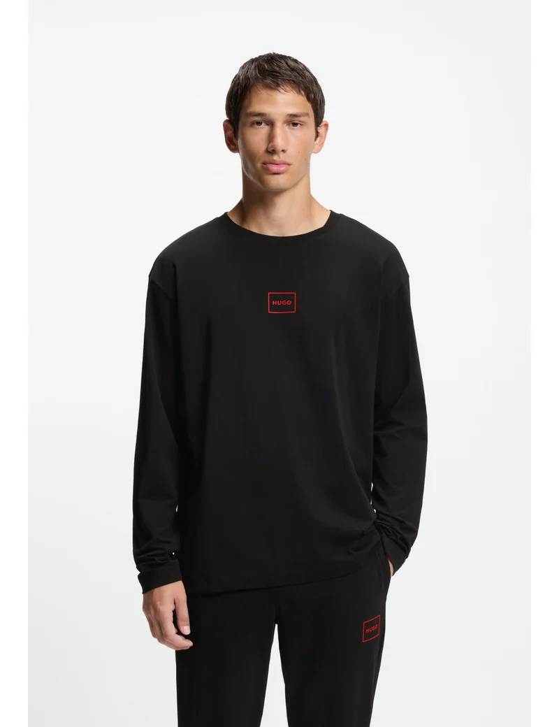 HUGO Stretch-cotton T-shirt with logo print