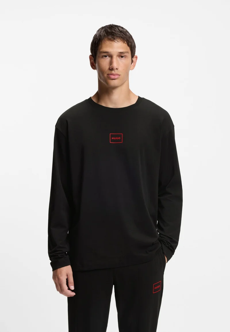 هوجو تيشيرت قطن مطاطي بطبعة شعار