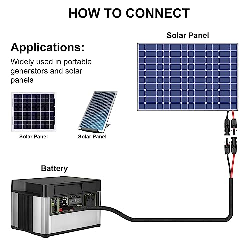 iGreely Connector Solar Panel Cable Kits for Solar Panel RV Marine Boat Portable Solar Generator Power Station 10AWG 60cm/2ft - Image 5