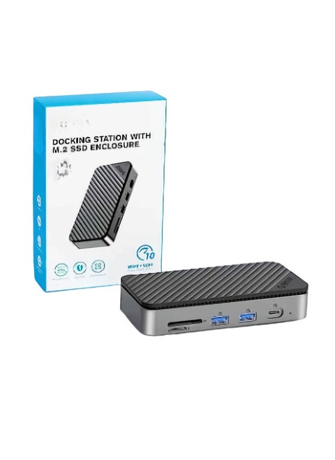 USB C Hub, 10 In 1 USB C Docking Station With Cooling Fan, Lightweight SSD Enclosure External USB Hub, Compact And Durable Multiple Ports USB Docking Station, (1pc, Grey)