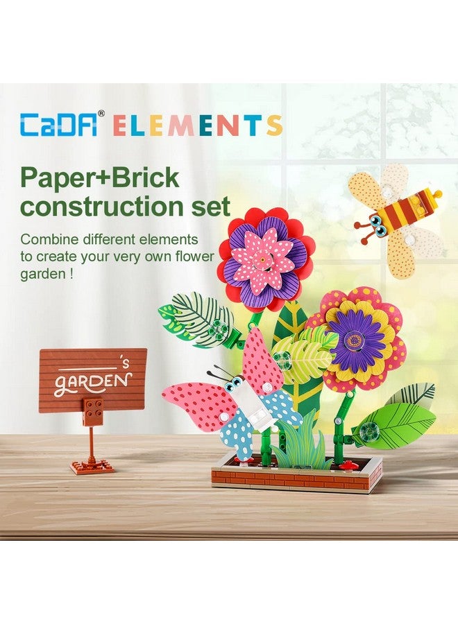 CaDA CaDA Flower Garden Building Toys, Paper & Brick 230 Pcs Flower Building Brick Kit with Flapping Bee Clip Brick Gift Toys for 6+ Year Old Girls Birthday, DIY STEM Gardening Building Set  - Image 2
