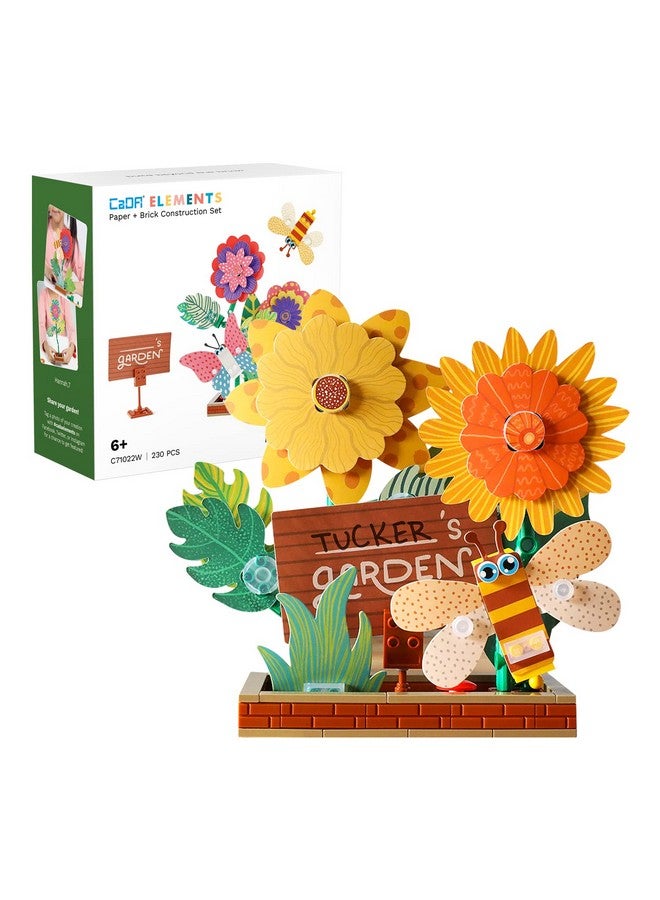 CaDA CaDA Flower Garden Building Toys, Paper & Brick 230 Pcs Flower Building Brick Kit with Flapping Bee Clip Brick Gift Toys for 6+ Year Old Girls Birthday, DIY STEM Gardening Building Set  - Image 1