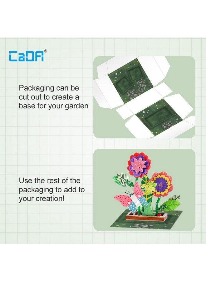 CaDA CaDA Flower Garden Building Toys, Paper & Brick 230 Pcs Flower Building Brick Kit with Flapping Bee Clip Brick Gift Toys for 6+ Year Old Girls Birthday, DIY STEM Gardening Building Set  - Image 5