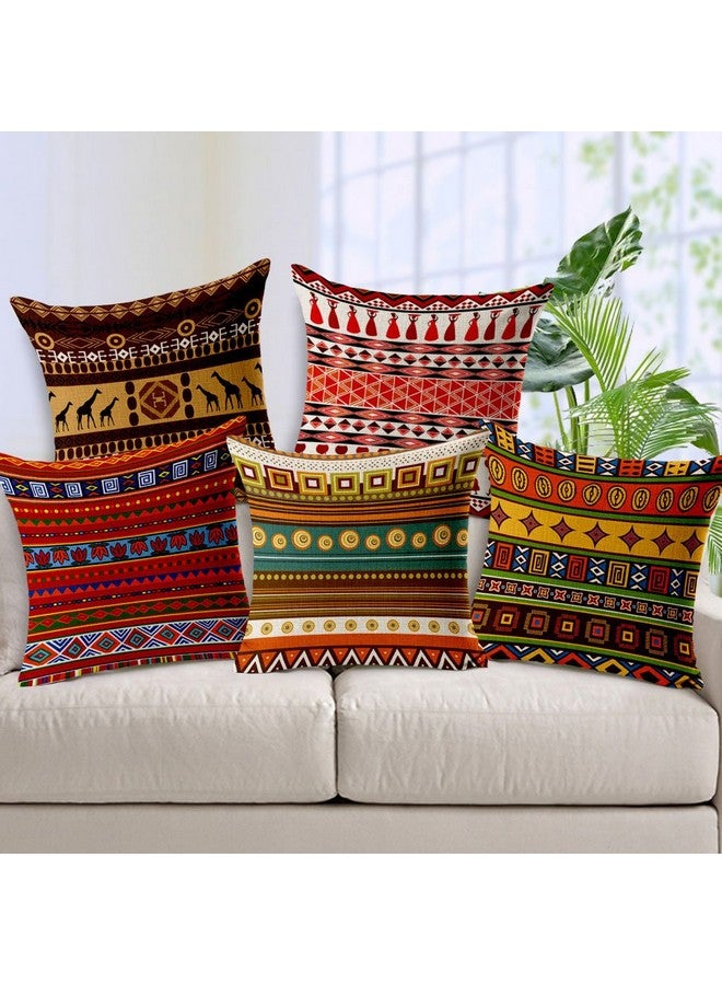 AEROHAVEN Jute 150TC Cushion Covers, Set of 5, (18 x 18 Inch, Multicolour, CC109) - Image 1