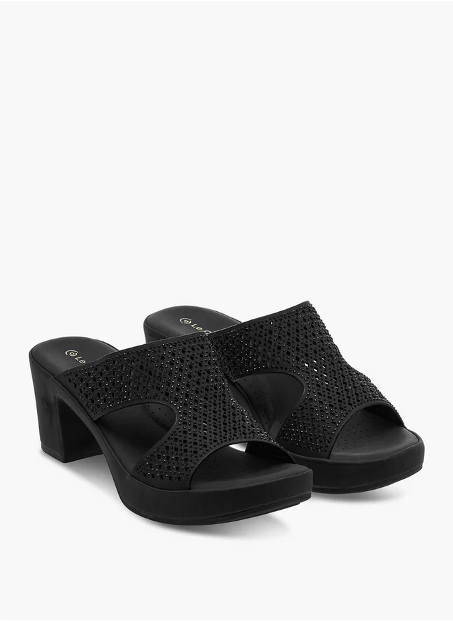 Le Confort Women's Laser Cut Detail Slip-On Sandals with Block Heels