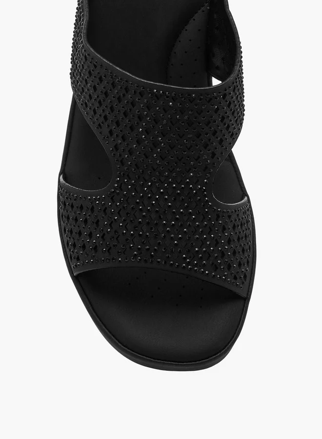 Le Confort Women's Laser Cut Detail Slip-On Sandals with Block Heels