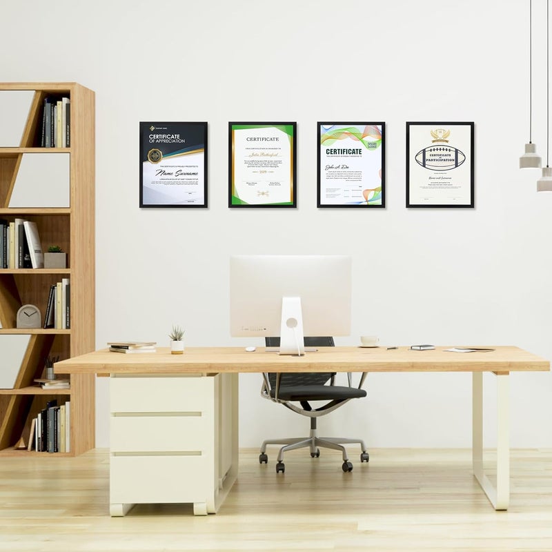 Lavezee 8.5x11 Picture Frame - Black Certificate Frame with High-Gloss Finish & HD PS Front Display 8.5 by 11 Diploma/Award/Document/Photo, Horizontal/Vertical for Wall/Tabletop - Image 2